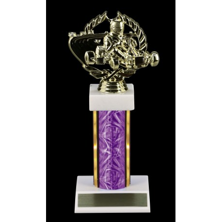 STAR trophy award white marble base purple column 